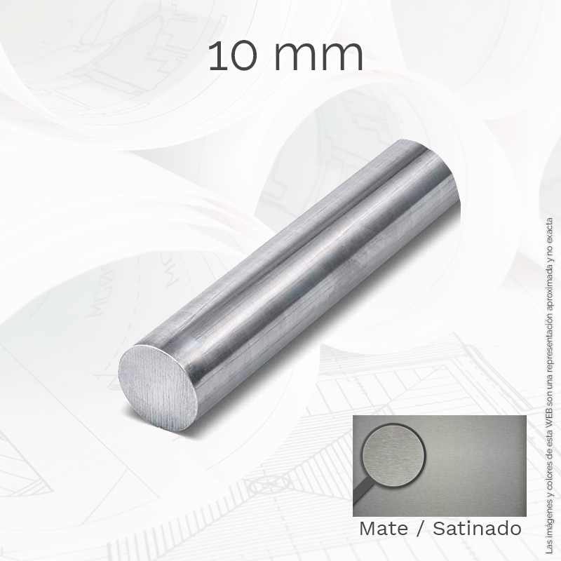 Perfil macizo redondo 10mm Inox AISI-304 Mate