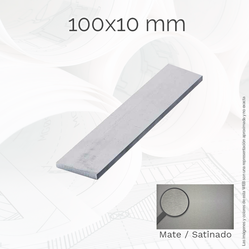 Perfil macizo pletina 100x10mm Inox AISI-304 Mate