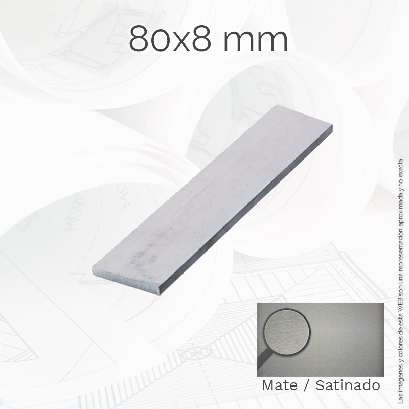 Perfil macizo pletina 80x8mm Inox AISI-304 Mate
