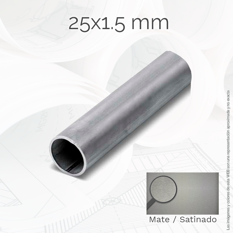 Tubo redondo 25 1.5mm Inox AISI-304 Mate