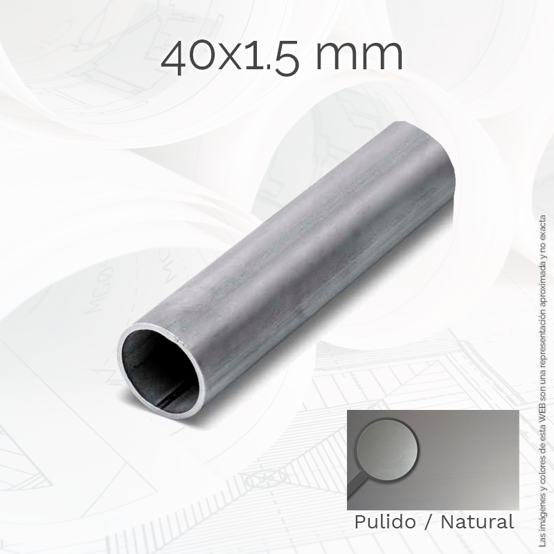 Tubo redondo 40 1.5mm Inox AISI-304 Pulido